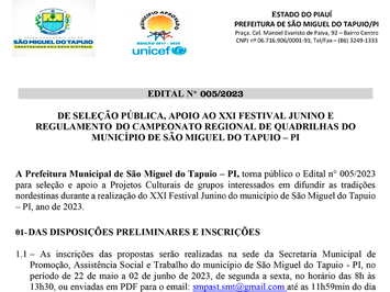 XXI Festival Junino do município de São Miguel do Tapuio 