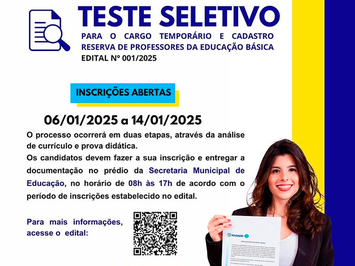 Teste Seletivo para professores da Educação Básica