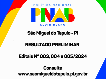 Resultado preliminar dos Editais Nº 003, 004 e 005/2024