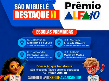São Miguel do Tapuio é destaque no Prêmio Alfa10.